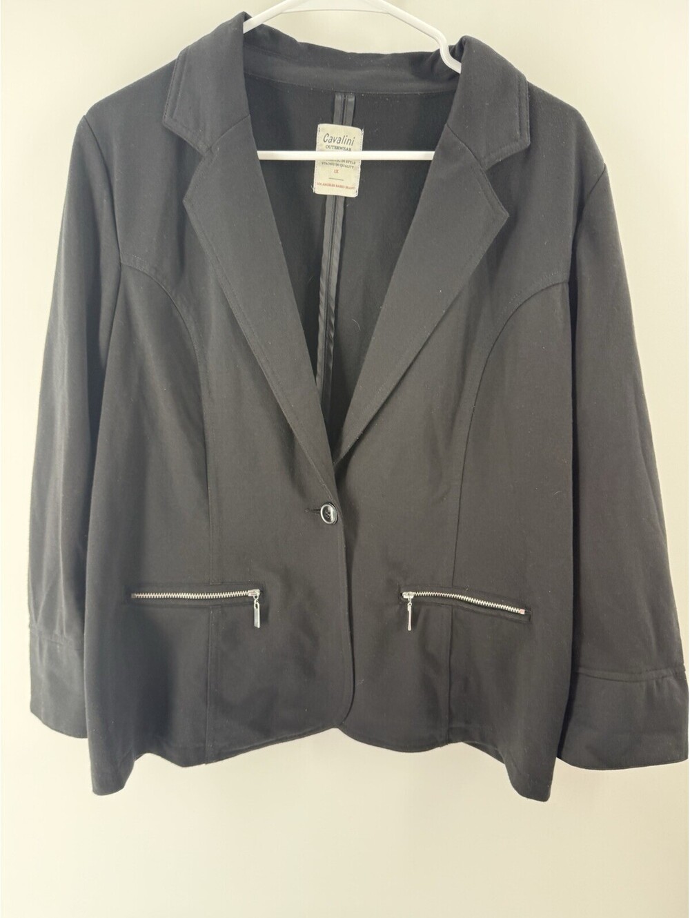 Cavalini Women’s Lightweight Blazer Black Size 1x 1 Button W/ Zip Pockets